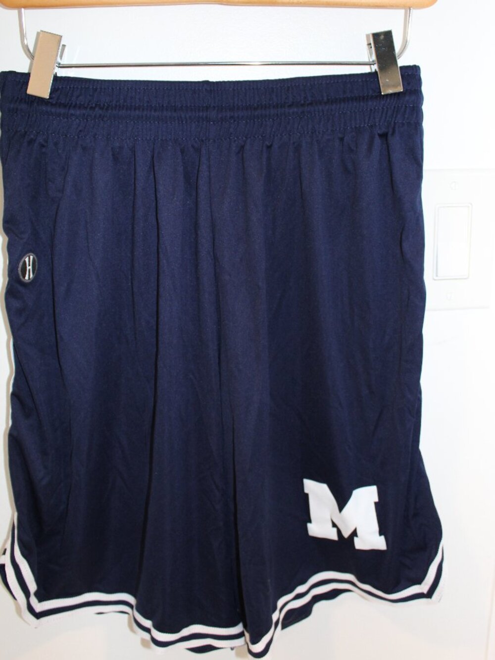 Holloway dry-Excel Navy Shorts with "M" on front